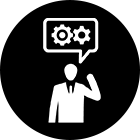 Businessman with Gears Icon